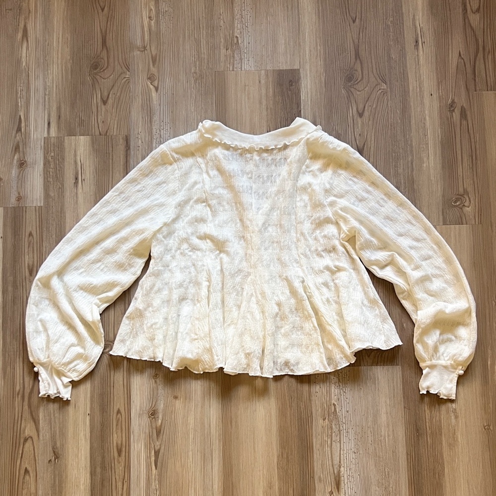 NWOT Anthropologie Long-Sleeve Button-Front Textured Blouse - Picture 9 of 12